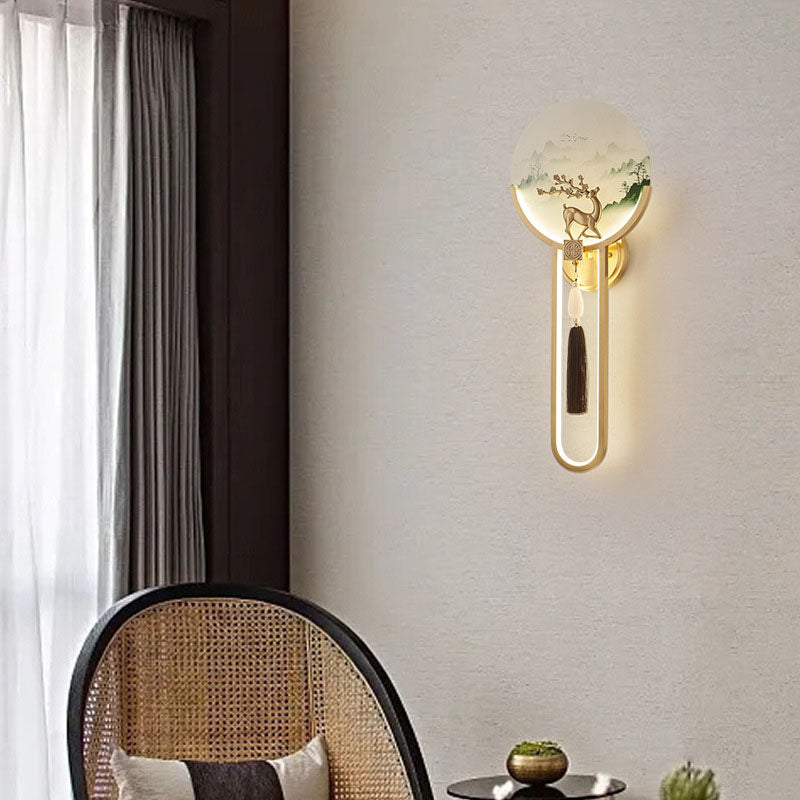 Modern Transitional Round Fawn All Copper Glass Silicone LED Wall Sconce Lamp For Living Room