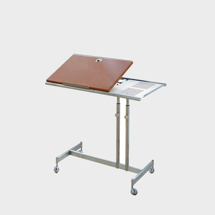 Contemporary Nordic Rectangular Round Pole Solid Wood Stainless Steel Liftable Side Table For Living Room
