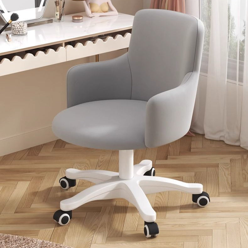 Moderner minimalistischer Stoff Samt Kohlenstoffstahl Schwamm Runder Drehbarer Schreibtischstuhl Rückenlehne Armlehne Für Home Office 