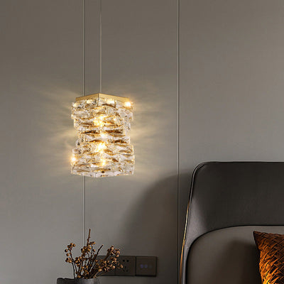 Moderne Luxus Edelstahl Kristall Unregelmäßige Spalte LED Pendelleuchte Für Wohnzimmer 
