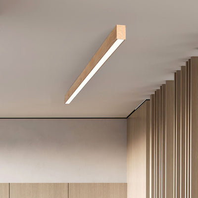 Modern Minimalist Wood Grain Aluminum Strips LED Flush Mount Ceiling Light
