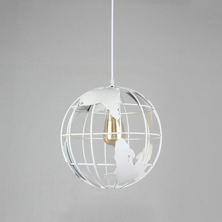 Suspension lumineuse contemporaine à abat-jour en treillis de fer rond industriel à 1 lumière pour salon 