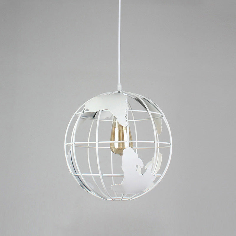 Zeitgenössische industrielle runde Globus Eisen Mesh Shade 1-Licht Pendelleuchte für Wohnzimmer 