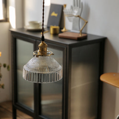 Contemporary Nordic Brass Glass Round Shape 1-Light Pendant Light For Living Room