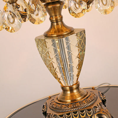 Moderne Luxus Champagner Teardrop Zink Legierung Kristall 3-Licht Tisch Lampe Für Schlafzimmer 