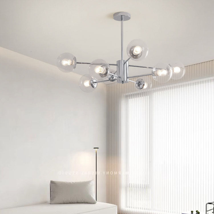 Lámpara de araña contemporánea nórdica Magic Bean de hierro y vidrio chapado con rama de 6/8 luces para sala de estar 