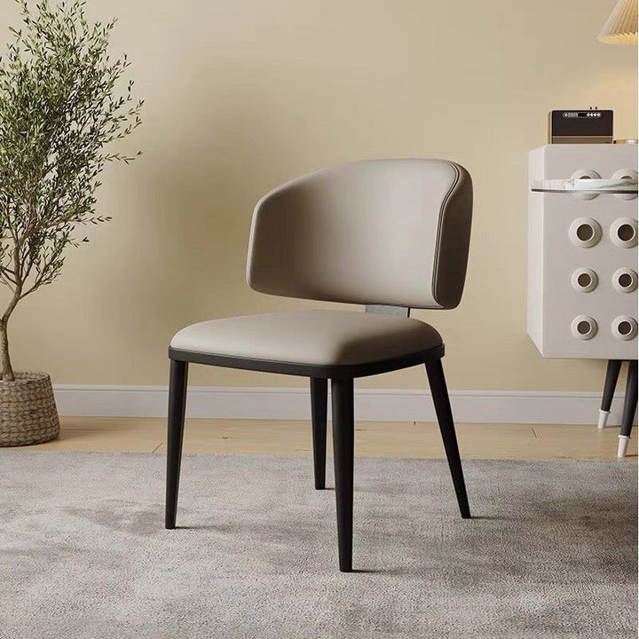 Modern Minimalist Microfiber Leather Carbon Steel Sponge Square Dining Chair Backrest For Dining Room