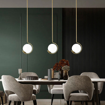 Boule de Verre Nordique Contemporaine Fer Suspension Luminaire 1-Lumière Pour Salon 