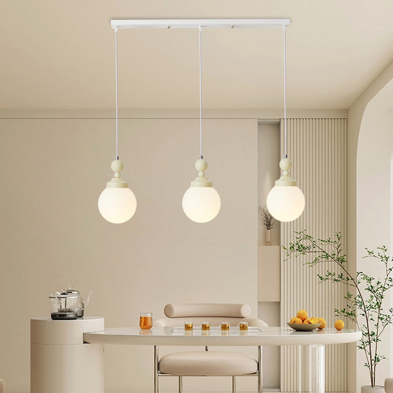 Contemporary Nordic Round Shade Iron Glass 1/3 Light Island Light Chandelier For Dining Room