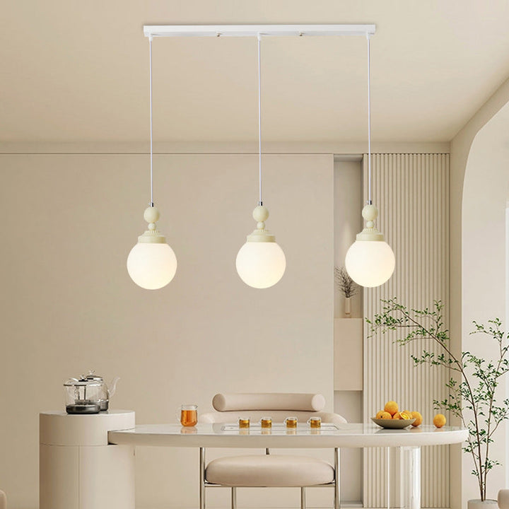 Contemporary Nordic Round Shade Iron Glass 1/3 Light Island Light Chandelier For Dining Room