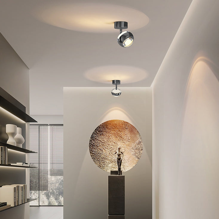 Moderner zylindrischer LED-Deckenstrahler aus Acryl, Aluminium und Eisen im minimalistischen Design, Deckenleuchte in halbbündiger Montage für das Wohnzimmer 