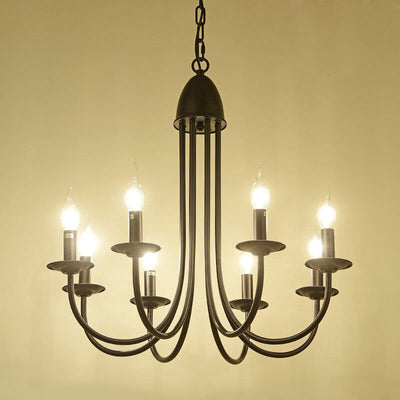 Modern Nordic Minimalist Wrought Iron Curved 6/8-Light Chandelier