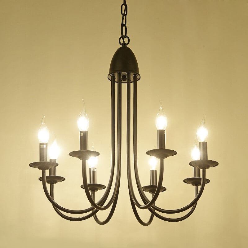 Modern Nordic Minimalist Wrought Iron Curved 6/8-Light Chandelier