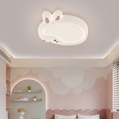 Modern Art Deco Bunny Bear PC Iron LED Flush Mount Ceiling Light For Bedroom