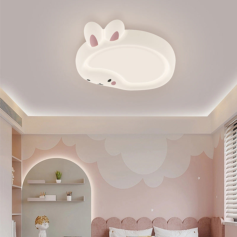 Modern Art Deco Bunny Bear PC Iron LED Flush Mount Ceiling Light For Bedroom