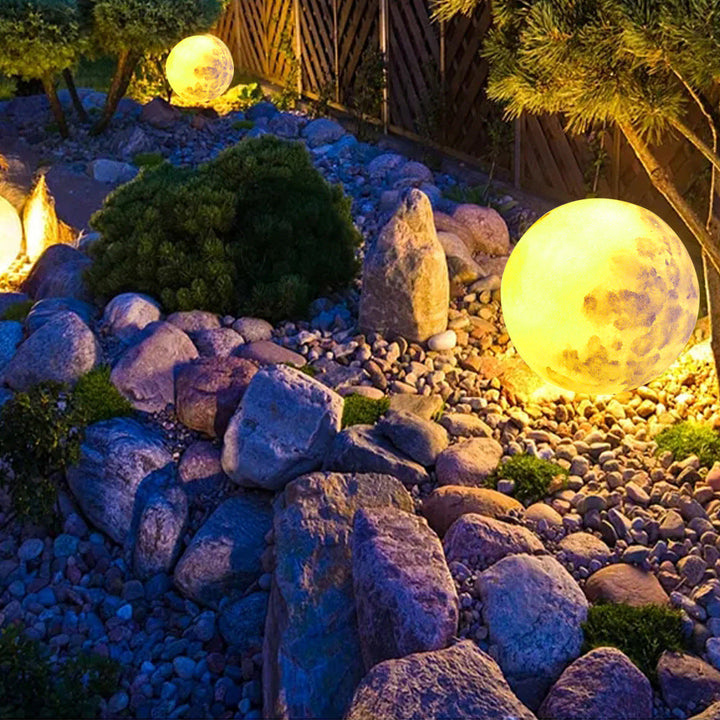 Luz de paisaje al aire libre de resina lunar creativa contemporánea de 1 luz para jardín 