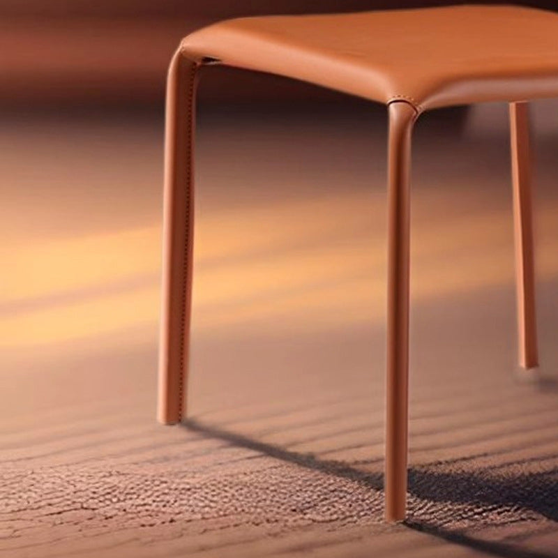 Silla de comedor contemporánea de lujo cuadrada con respaldo, en cuero de microfibra, metal y estructura de madera contrachapada, para comedor 