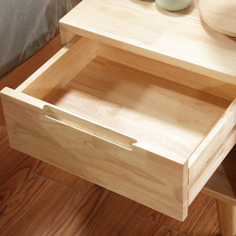 Table de chevet en bois massif scandinave contemporain avec plateau carré et 1 tiroir pour chambre 