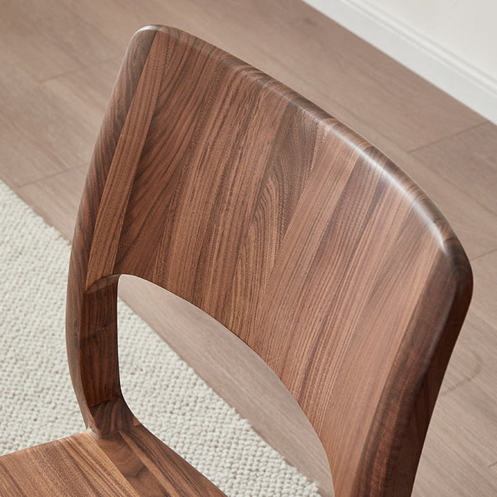 Chaise de salle à manger carrée en bois de noyer rétro contemporain avec dossier pour salle à manger 