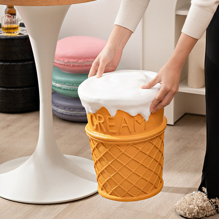 Chaise en résine contemporaine créative en forme de beignet cylindrique avec ananas et glace pour salon 
