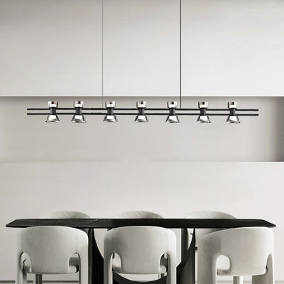Modern Minimalist Long Copper Glass LED Island Light Pendant Light For Dining Room