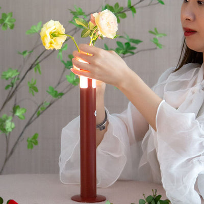 Lámpara de Mesa Decorativa LED Cilíndrica Creativa de Aluminio y Acrílico 