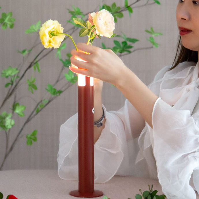 Lámpara de Mesa Decorativa LED Cilíndrica Creativa de Aluminio y Acrílico 