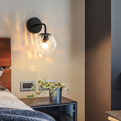 Contemporary Scandinavian Round Ball Iron Glass 1-Light Wall Sconce Lamp For Bedroom