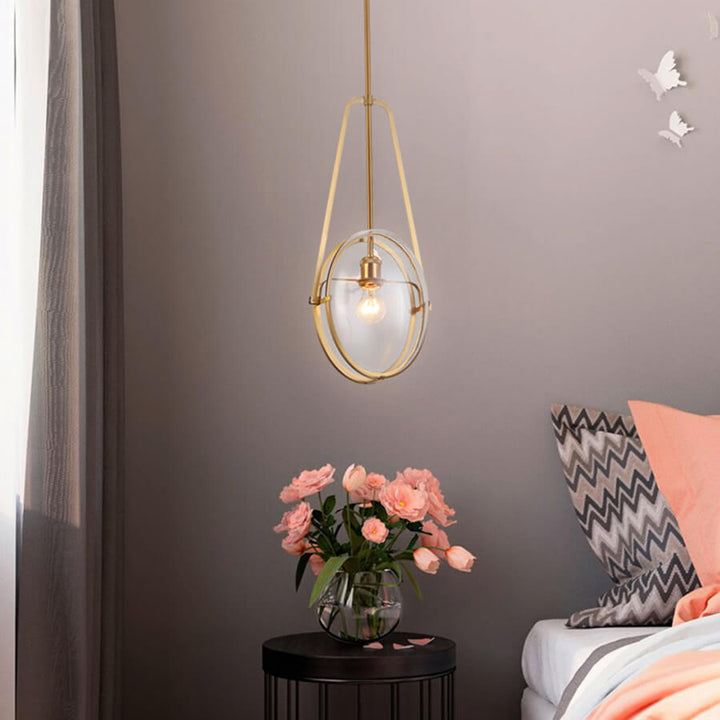 Moderne minimalistische klare Glas-Oval-Edelstahl-1-Licht-Pendelleuchte für das Wohnzimmer 