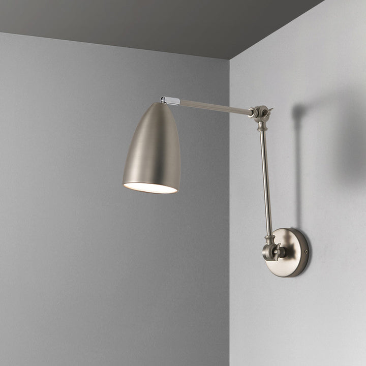 Contemporary Industrial Retractable Swivel Rocker Arm Iron 1-Light Wall Sconce Lamp For Bedroom