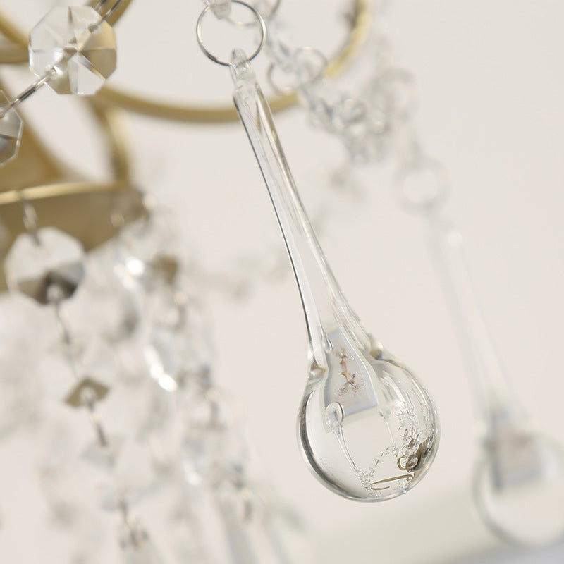 Traditionelle europäische Metall-Hardware Kristall Teardrop Anhänger Trompete 1-Licht Tischlampe für Schlafzimmer 