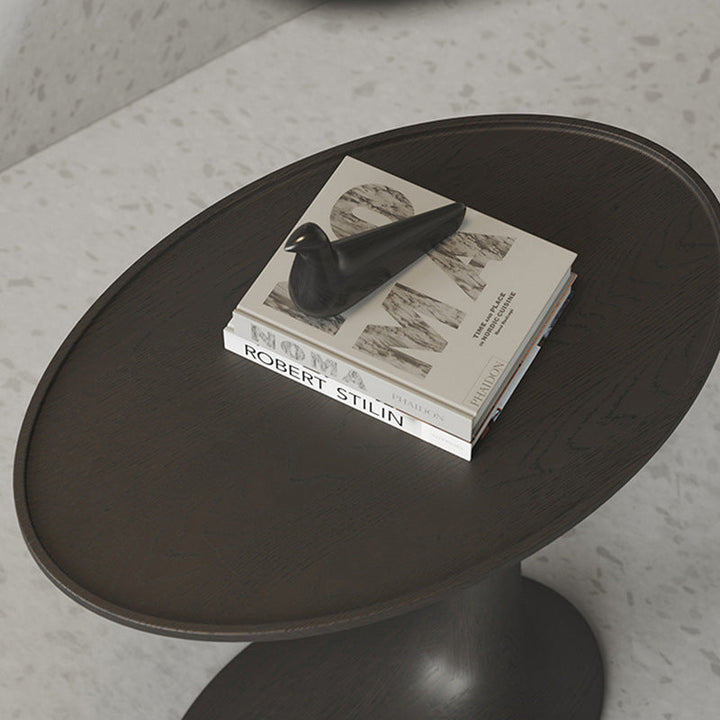 Modern Minimalist Oval Ash Wood End Table For Living Room