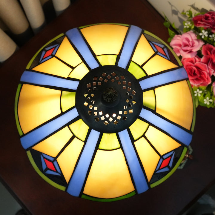 Lampe de table traditionnelle Tiffany conique en alliage d&