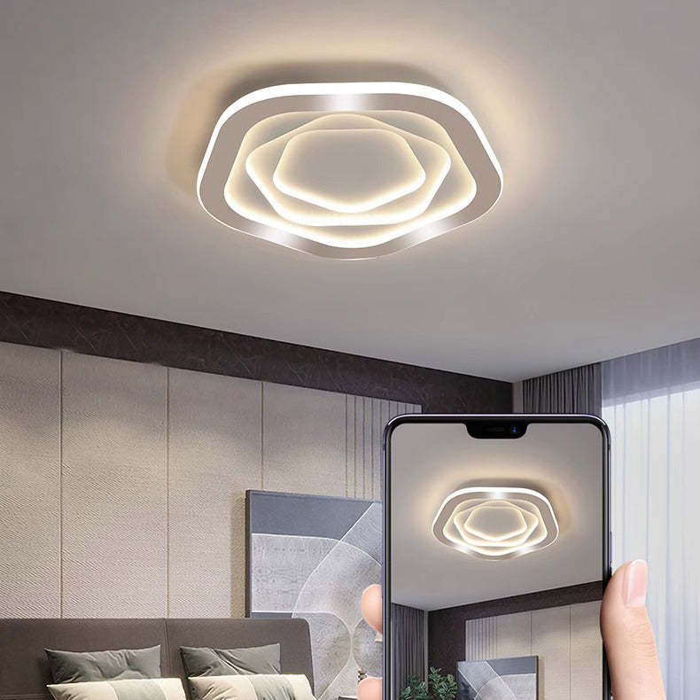 Plafonnier LED en forme de nuage avec fleur en fer rose de simplicité contemporaine pour salon 