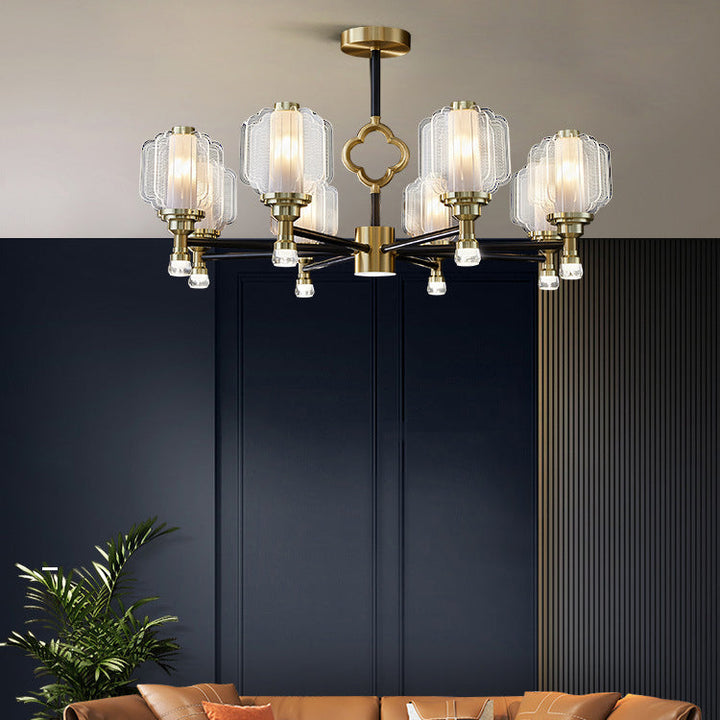Lustre contemporain en verre cristal scandinave cuivre 6/8/15 lumières pour salon 