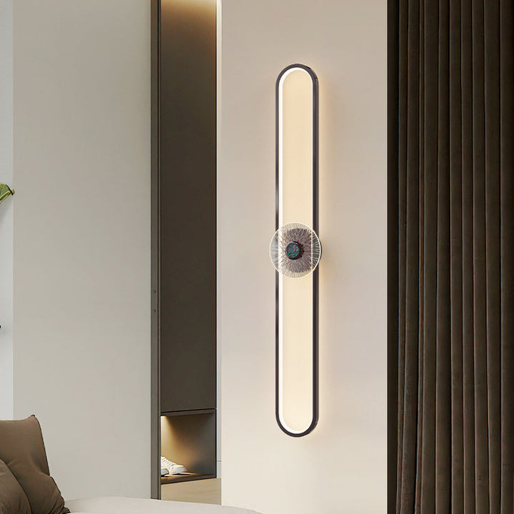 Moderne minimalistische lange ovale Hardware Aluminium LED Wandleuchte Lampe für Wohnzimmer 