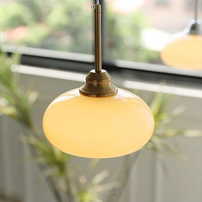 Traditional French Oval Iron Glass 1-Light Pendant Light For Bedroom