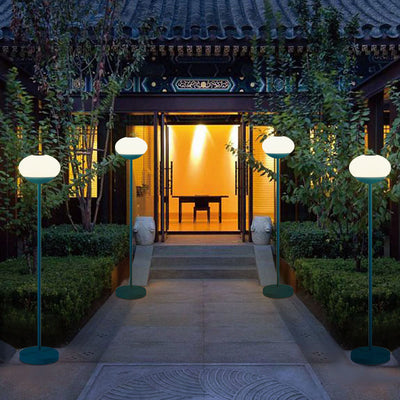 Solar Modern Minimalist Wrought Iron PE Oval LED Outdoor Standing Floor Lamp