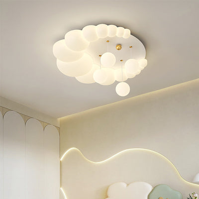 Zeitgenössische Nordic Kids Eisen PE Elliptische Runde Ball Blume Mond LED Unterputz Deckenleuchte Für Schlafzimmer 