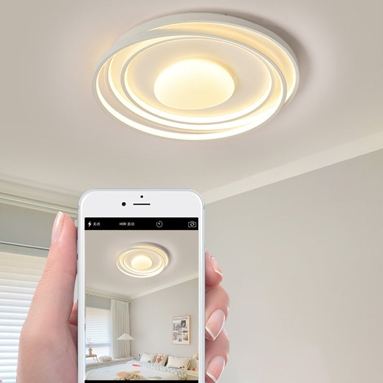 Moderne minimalistische Creme Runde Acryl Eisen LED Unterputz Deckenleuchte für Wohnzimmer 