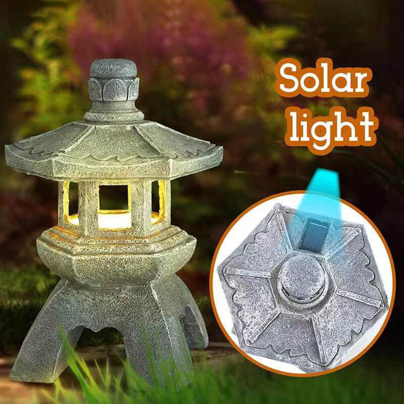 Retro dekorative Solar-Turmharz-LED-Außenlandschaftsbeleuchtung 