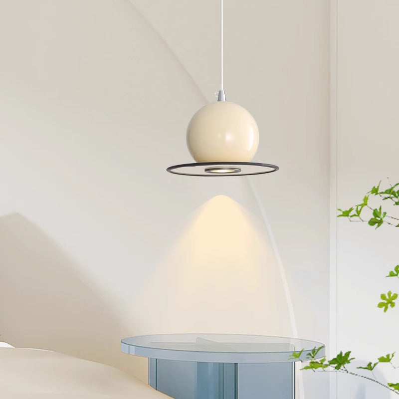 Lustre suspendu contemporain créatif rond en fer avec LED pour salon 
