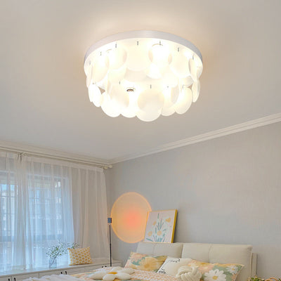 Modern Art Deco Iron PVC Round Piece 6/10 Light Flush Mount Ceiling Light For Bedroom