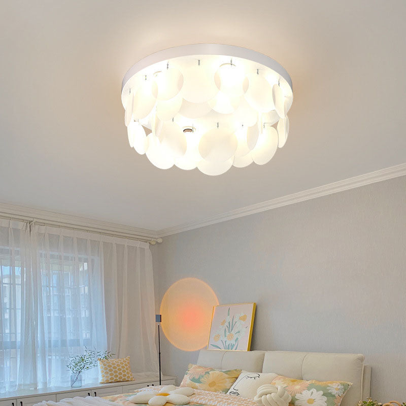 Modern Art Deco Iron PVC Round Piece 6/10 Light Flush Mount Ceiling Light For Bedroom