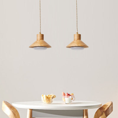 Bol japonais traditionnel en bois de caoutchouc conique 1/2/3 lumière suspension lustres pour salle à manger 