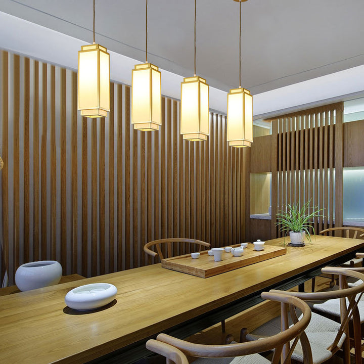 Traditionelle chinesische rechteckige Pendelleuchte aus Eisengewebe mit 1 Licht für Wohnzimmer 