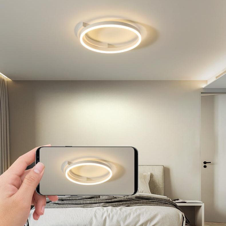 Modern Minimalist Acrylic Shade Aluminum Iron Circle Ring LED Flush Mount Ceiling Light For Living Room