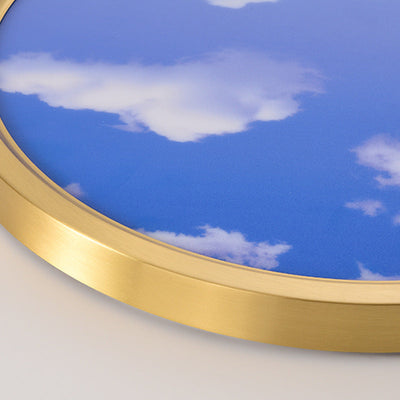 Lumière de plafond LED encastrée avec abat-jour rond en acrylique, design ciel bleu nuage cuivre plein, pour salon 
