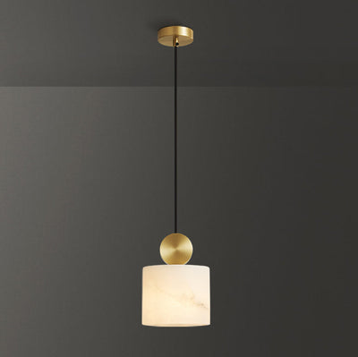 Moderne minimalistische Zylinder Kegel halbrunde Kupfer Stein 1-Licht Pendelleuchte für Schlafzimmer 
