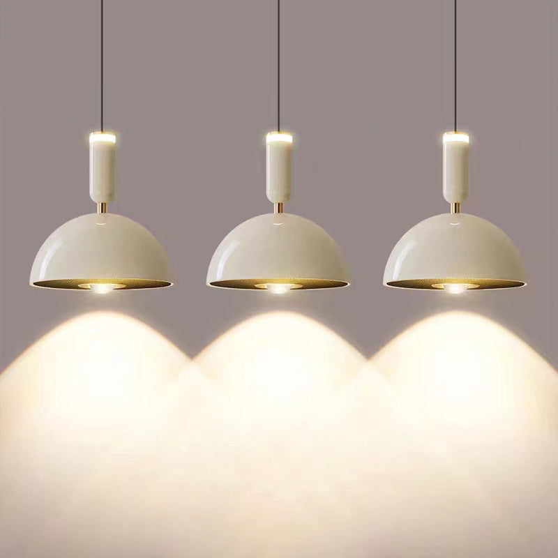 Lámpara colgante LED de cúpula redonda minimalista moderna de aluminio y acrílico para dormitorio 
